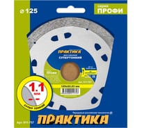 Диск алмазный несегментный Профи-Керамика 125x22x10 мм, толщина 1.1 мм ПРАКТИКА 911-757