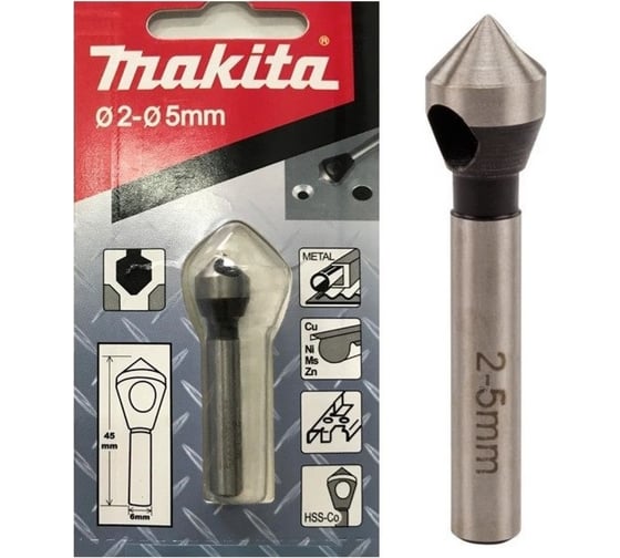 Зенковка 2-5x45 мм, HSS-Co, хвостовик 6 мм Makita D-39160