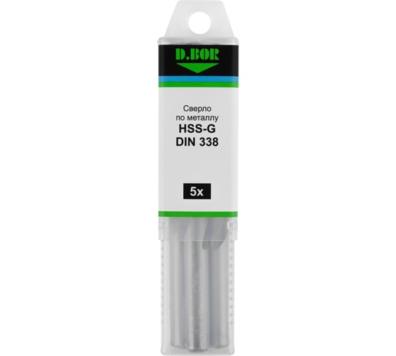 Сверла шлифованные по металлу HSS-G 10.5x87х133 мм, 5 шт, DIN 338 D.BOR D-TD-338-HSS-105-05