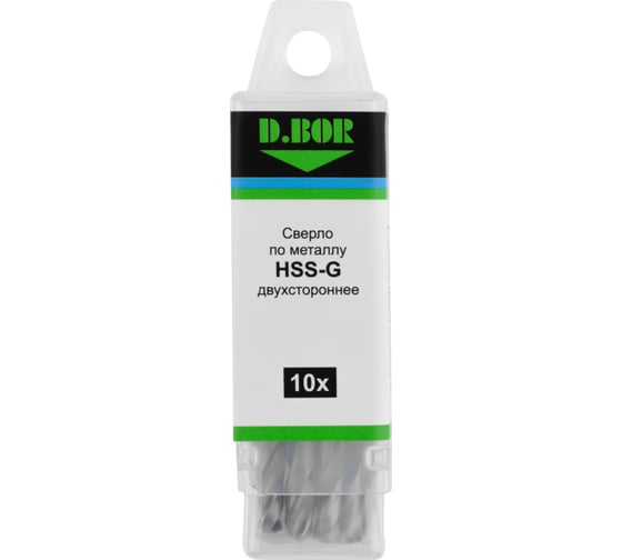 Сверла шлифованные двухсторонние по металлу HSS-G 5х18х62 мм, 10 шт D.BOR D-TD-DE-HSS-050-10