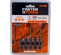 Сверла по дереву под конфирмат 2-2.5-3-3.5-4 мм, 5 штук FASTER TOOLS 6492