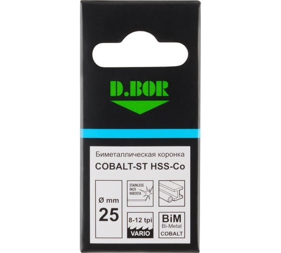 Биметаллическая коронка COBALT-ST M42 мелкий зуб, 25 мм D.BOR D-HS-BIM-ST-38-025