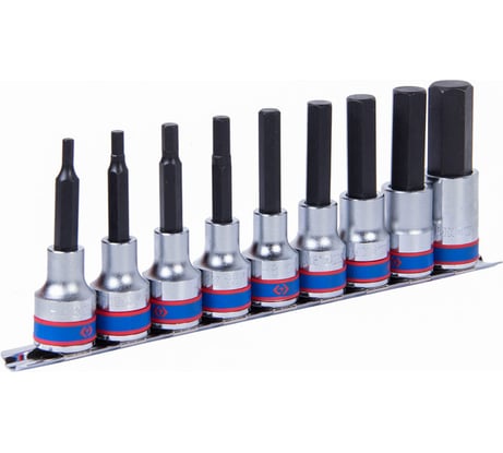 Набор торцевых насадок (HEX 4-17; 1/2"; 80 мм) 9 шт. KING TONY 4120PR10