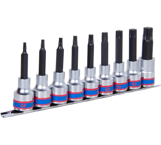 Набор торцевых насадок TORX (Т20-Т60; 1/2"; 80 мм) 9 шт. KING TONY 4119PR10 1