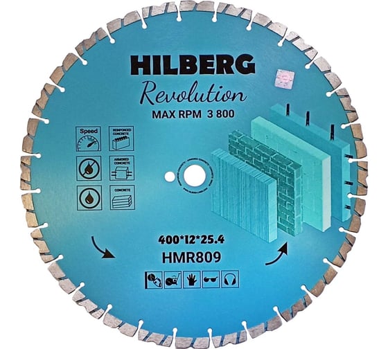Диск алмазный отрезной Revolution 400х25.4х12 мм Hilberg HMR809 1
