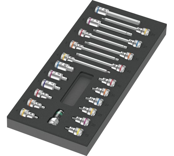 Набор отверточных головок с ложементом Zyklop 3/8"DR, 22 предмета WERA 9723 WE-150113 1