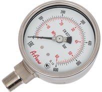 Манометр от 0 до 600 бар из нержавеющей стали, D100 мм, NPT 1/2", штуцер снизу A-Flow G32-S-8N-100A-600bar