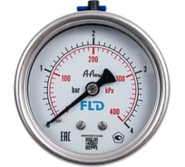 Манометр от 0 до 4 бар из нержавеющей стали, D63 мм, NPT 1/4", штуцер сзади по центру A-Flow G32-S-4N-63B-4bar