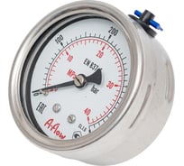 Манометр от 0 до 400 бар из нержавеющей стали, D63 мм, NPT 1/4", штуцер сзади по центру A-Flow G32-S-4N-63B-400bar