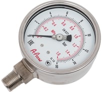 Манометр от 0 до 16 бар из нержавеющей стали, D100 мм, NPT 1/2", штуцер снизу A-Flow G32-S-8N-100A-16bar
