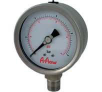 Манометр от 0 до 600 бар из нержавеющей стали, D63 мм, NPT 1/4", штуцер снизу A-Flow G32-S-4N-63A-600bar