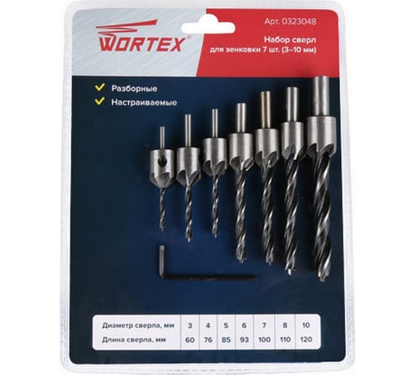 Набор сверл по дереву 7 штук WORTEX 0323048