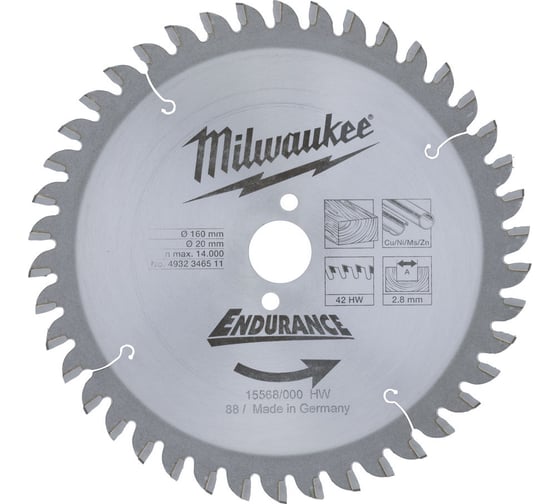 Пильный диск 160х20 мм, Z42 Milwaukee 4932346511 1