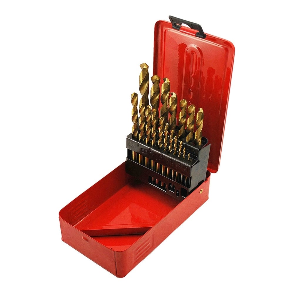 Набор сверл по металлу 1-10 мм, 20 предметов, красная металлическая ...