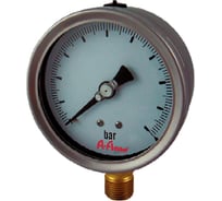 Манометр от -1 до 9 бар из нержавеющей стали, D63 мм, NPT 1/4", штуцер снизу A-Flow G22-S-4N-63A-V9bar