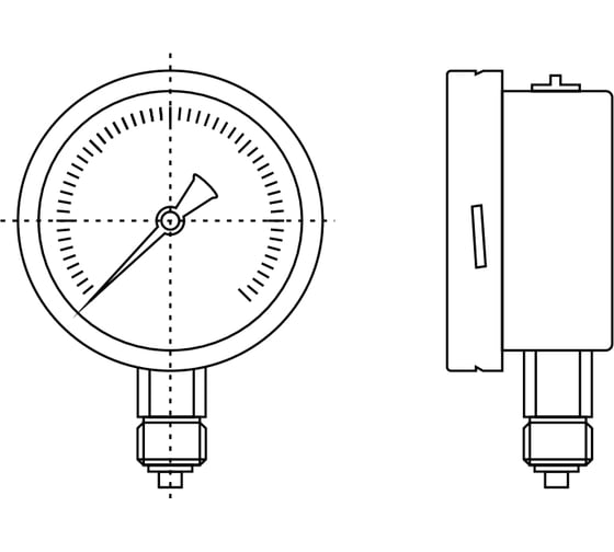 Манометр от 0 до 250 бар из нержавеющей стали, D100 мм, NPT 1/2", штуцер снизу A-Flow G22-S-8N-100A-250bar
