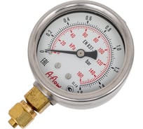 Манометр от 0 до 1.6 бар из нержавеющей стали, D63 мм, 6 мм, штуцер снизу A-Flow G22-S-6M-63A-1,6bar