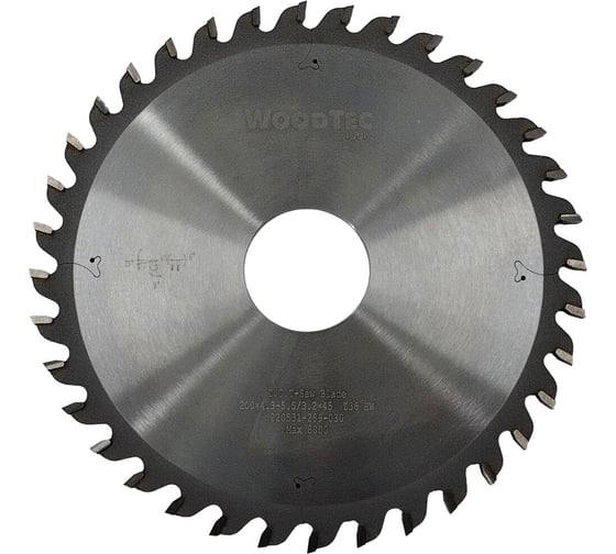 Пила подрезная коническая 200x4.3-5.5/3.2x45 мм, Z36 Woodtec ВИ 339441 1