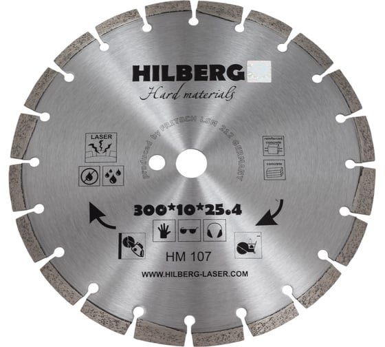 Диск алмазный отрезной Hilberg 300x25.4 Hard Materials Laser HM107