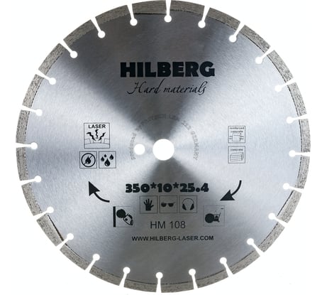 Диск алмазный отрезной Hilberg 350x25.4 Hard Materials Laser HM108