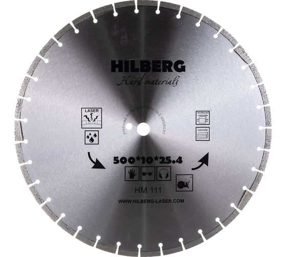 Диск алмазный отрезной сегментный Hard Materials Laser (500x25.4 мм) Hilberg HM111