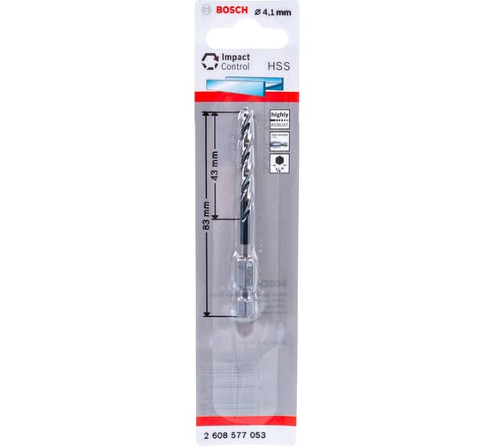 Сверло по металлу Impact Control (4.1х83 мм; HEX) Bosch 2608577053