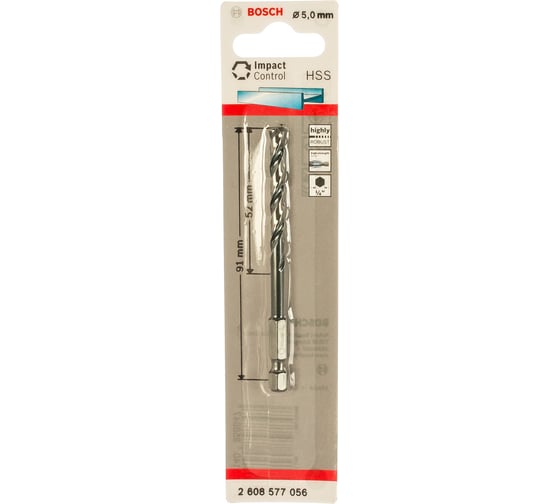 Сверло по металлу Impact Control (5х91 мм; HEX) Bosch 2608577056