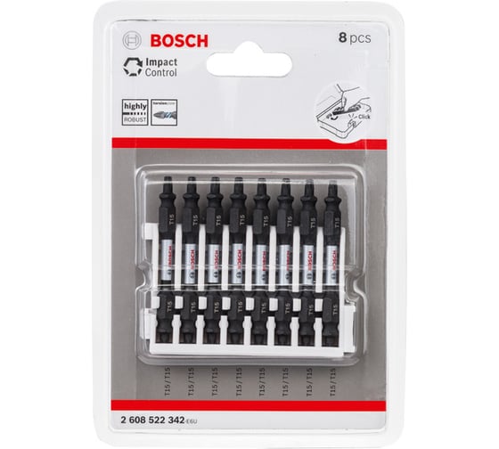 Биты двусторонние ударные Impact Control (Т15; 65 мм) 8 шт. Bosch 2608522342