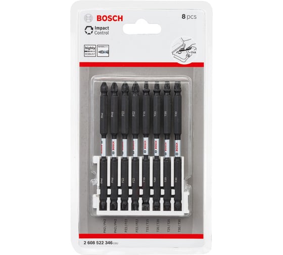 Набор двусторонних ударных бит Impact Control (110 мм; 8 шт.) Bosch 2608522346 1