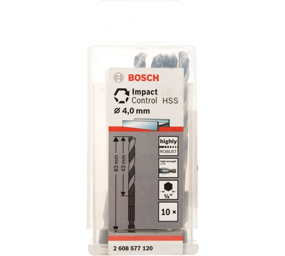 Сверло по металлу Impact Control (4х83 мм; 10 шт.) Bosch 2608577120
