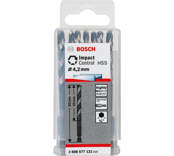 Сверло по металлу Impact Control (4.2х83 мм; 10 шт.) Bosch 2608577121 1