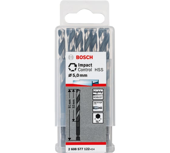 Сверло по металлу Impact Control (5х91 мм; 10 шт.) Bosch 2608577122