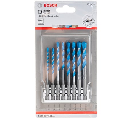 Набор сверл Hex-9 MultiConstruction Impact Control (3-8 мм; 8 шт.) Bosch 2608577141