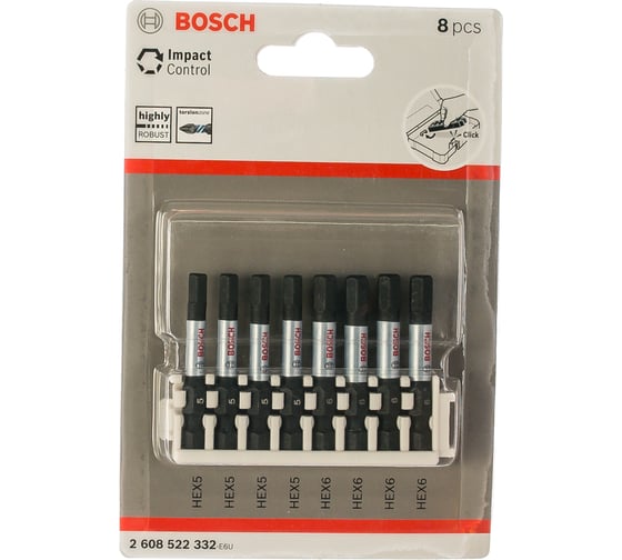 Набор ударных бит Impact Control (HEX5; HEX6; 50 мм; 8 шт.) Bosch 2608522332 1