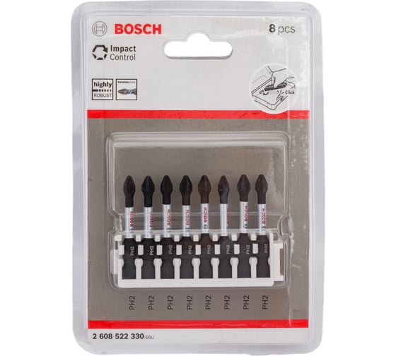 Биты ударные Impact Control (PH2; 50 мм) 8 шт. Bosch 2608522330