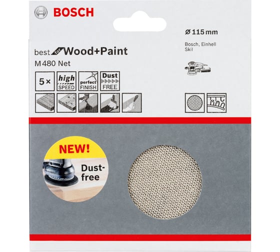 Шлифкруг на сетчатой основе (115 мм; Р120; 5 шт.) Bosch 2608621137