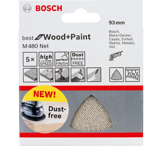 Шлифлист на сетчатой основе (93 мм; Р120; 5 шт.) Bosch 2608621191