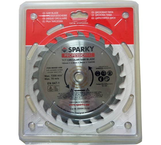 Диск циркулярный по дереву (185х2.5х20 мм; T24) SPARKY 20009520200