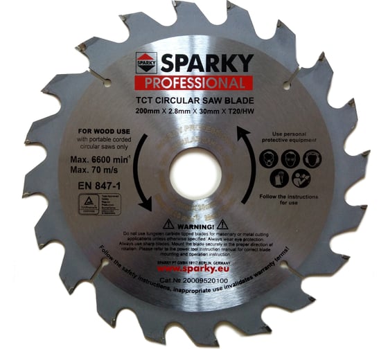 Диск циркулярный по дереву (200х2.8х30 мм; T20) SPARKY 20009520100