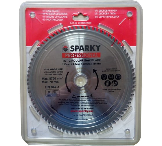 Диск циркулярный по дереву (235х2.7х30 мм; T80) SPARKY 20009522000