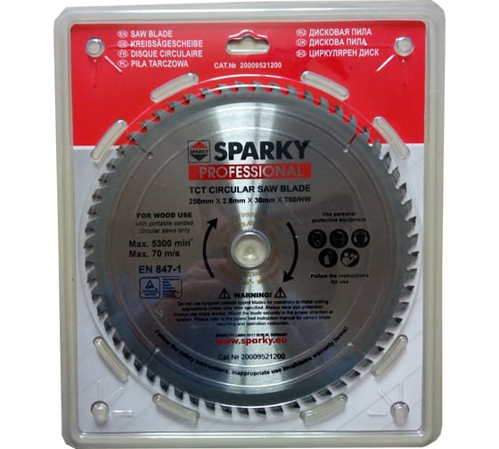 Диск циркулярный по дереву (250х2.8x30 мм; T60) SPARKY 20009521200