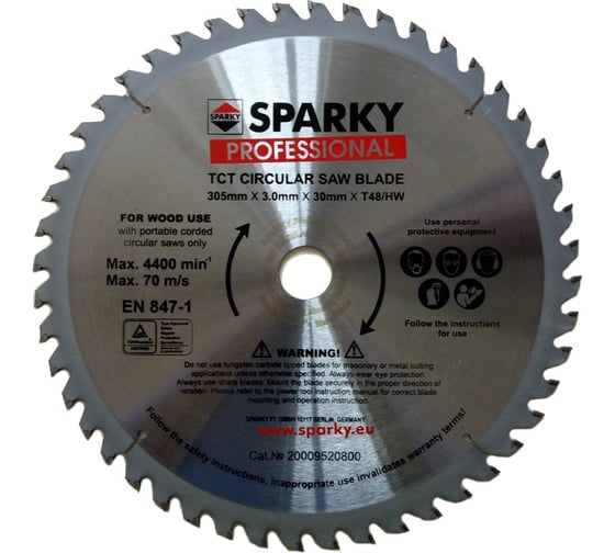 Диск циркулярный по дереву (305х3x30 мм; T48) SPARKY 20009520800