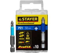 Биты PROFESSIONAL ProFix Pozidriv (10 шт; 50 мм; PZ1; 1/4") STAYER 26223-1-50-10_z01