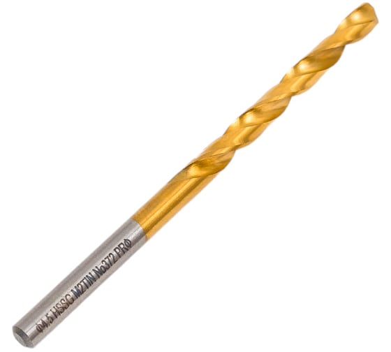 Сверло по металлу Профоснастка 4,5 мм HSS M2 TIN/135 DIN 338, 10 шт., №372 30202052