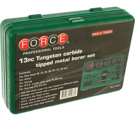Набор коронок (19-35 мм) 13 предметов FORCE 913U1