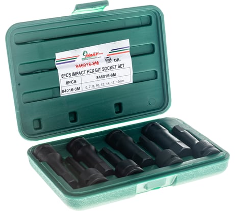 Комплект ударных шестигранников Hans 1/2" 846016-8M