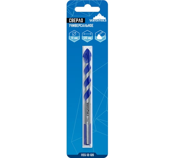 Сверло универсальное 12x120 мм vertextools 1155-12-120