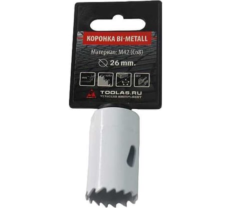 Коронка Bi-Metall 26 мм, М42 Со8% TOOLAS 00006812