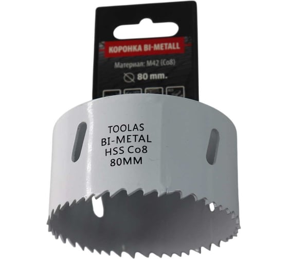 Коронка Bi-Metall 80 мм, М42 Со8% TOOLAS 00006817