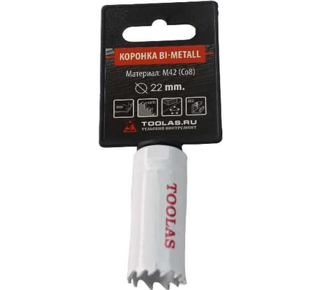 Коронка Bi-Metall 22 мм, М42 Со8% TOOLAS 00006810
